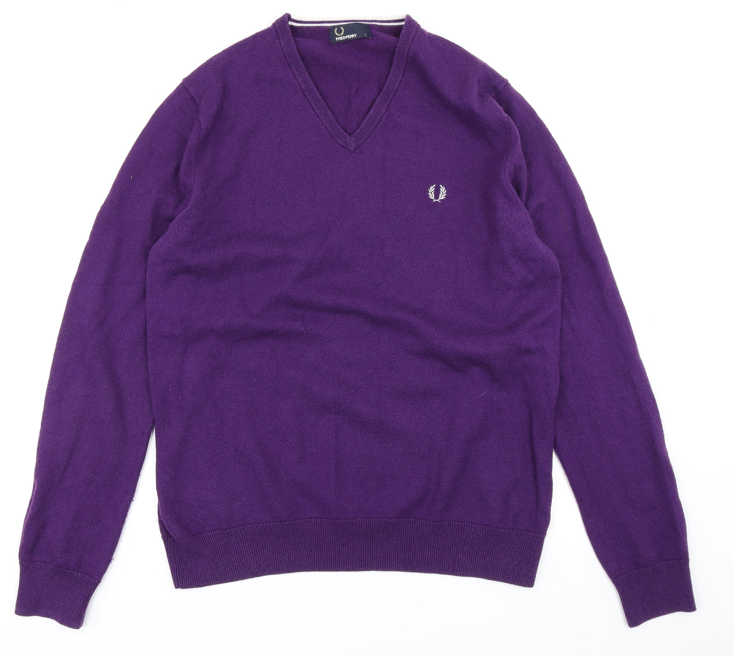 Fred Perry Mens Purple  Knit Pullover Jumper Size L