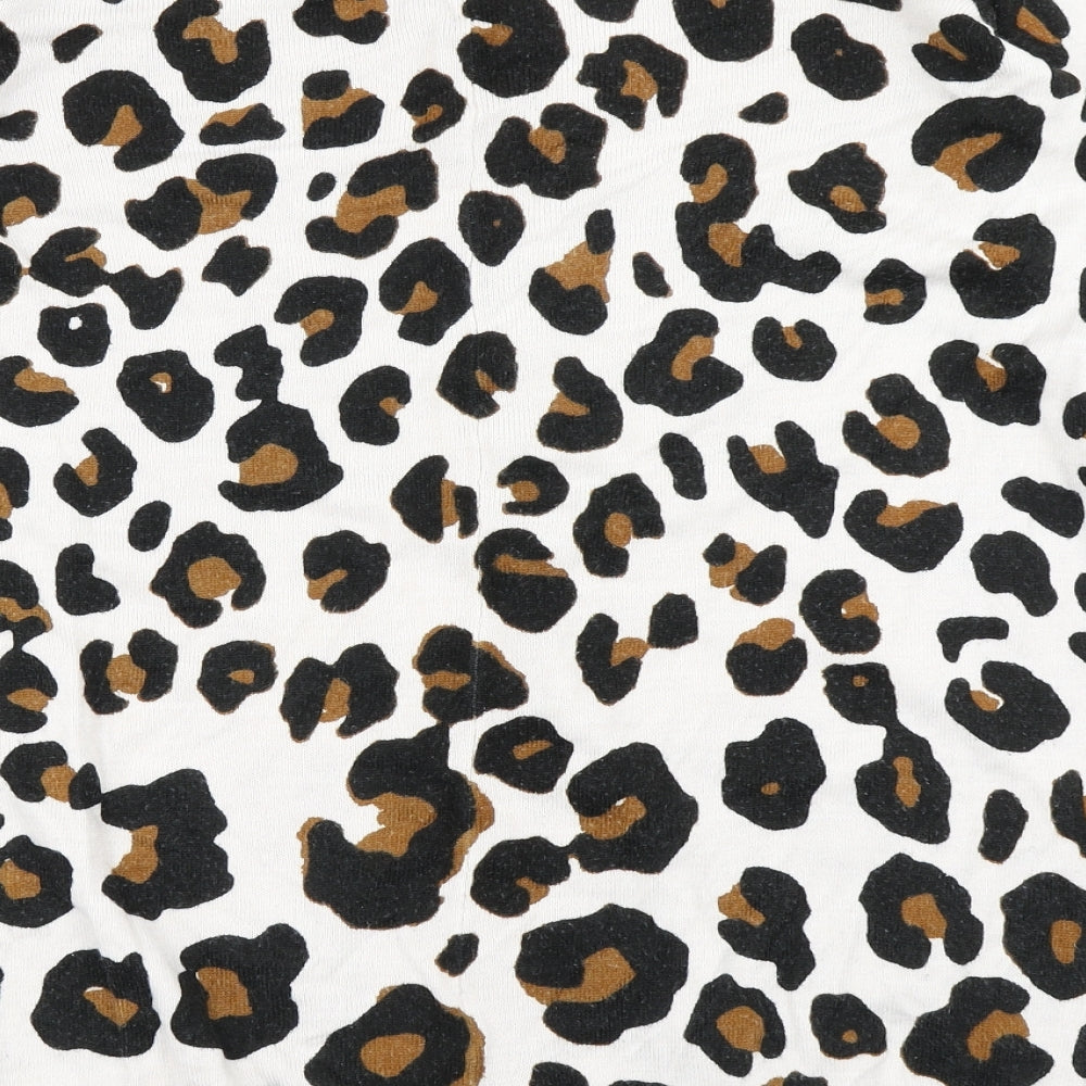 M&S Collection Womens Brown Animal Print Knit Pullover Jumper Size 12