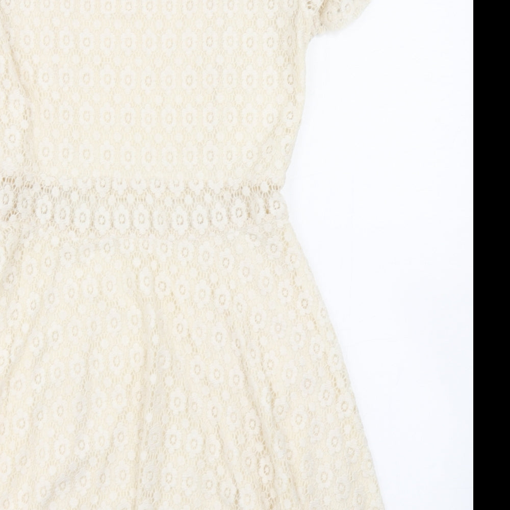 Divided Womens Ivory  Lace Skater Dress  Size 10