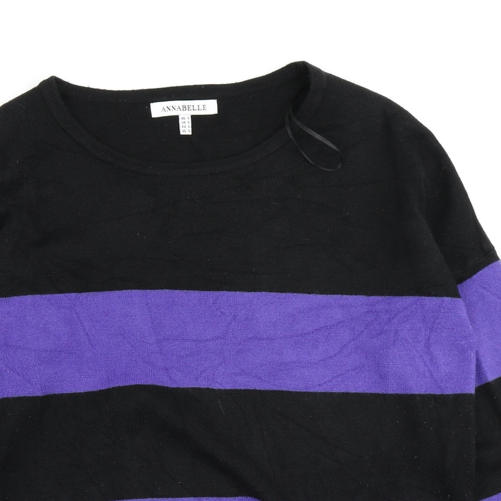 Annabelle Womens Purple Striped Knit Pullover Jumper Size S