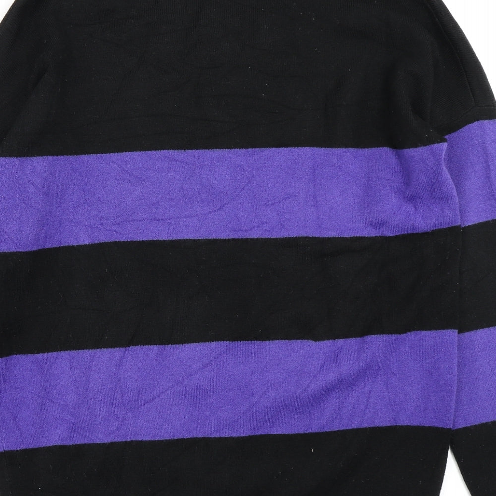 Annabelle Womens Purple Striped Knit Pullover Jumper Size S