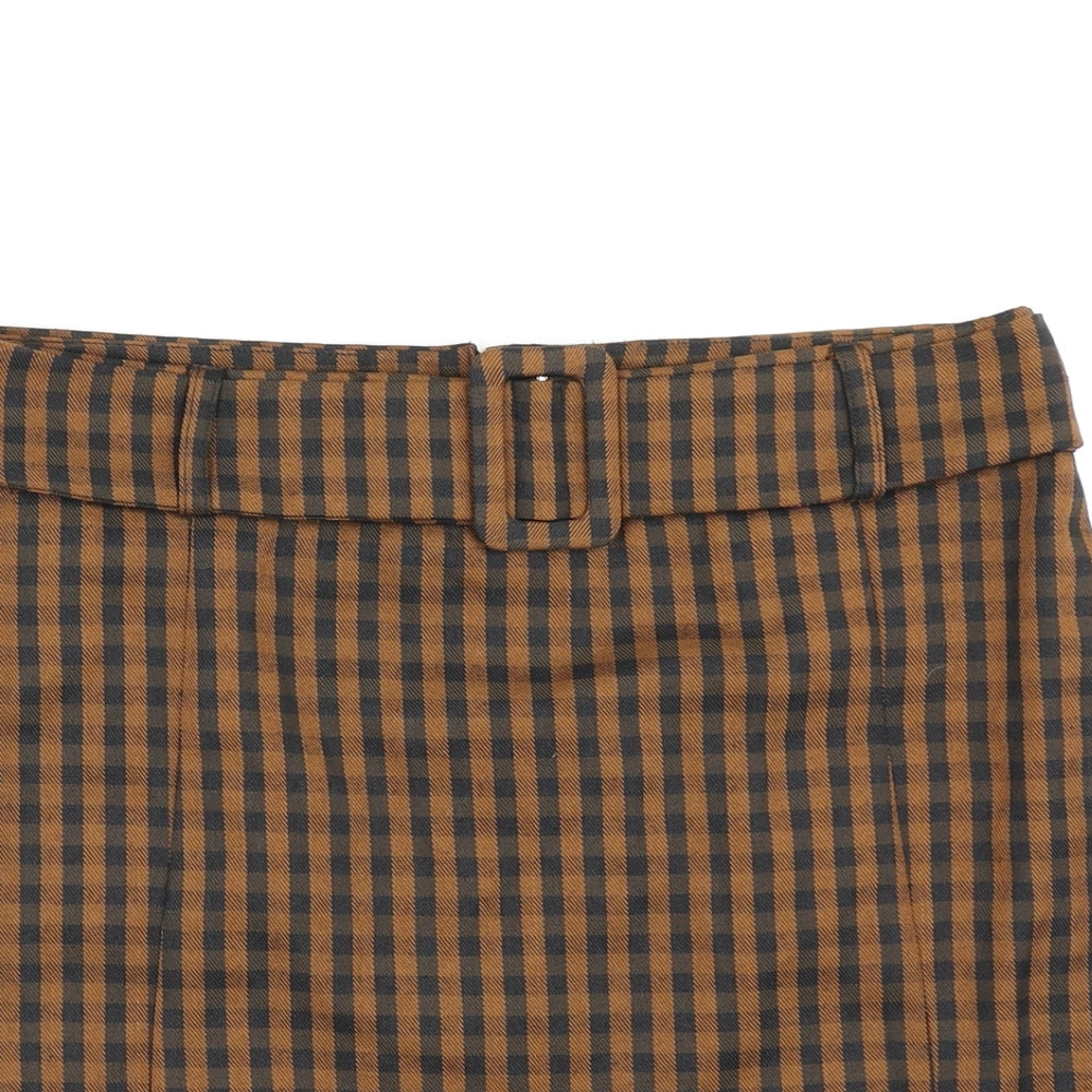 Primark Womens Yellow Check  A-Line Skirt Size 12