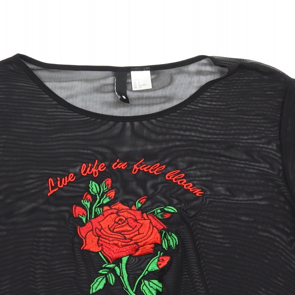 Divided Womens Black   Cropped T-Shirt Size S