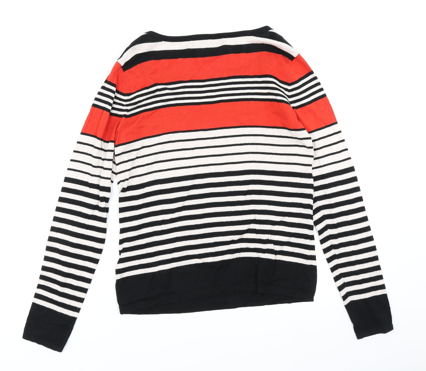 Principles Womens Black Striped Knit Pullover Jumper Size 12