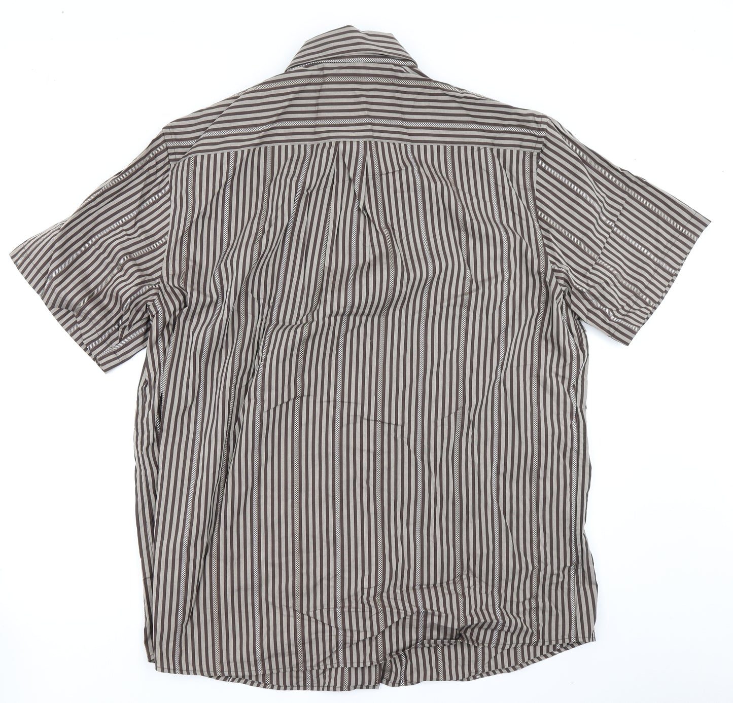 McCarthy Mens Brown Striped   Button-Up Size 2XL