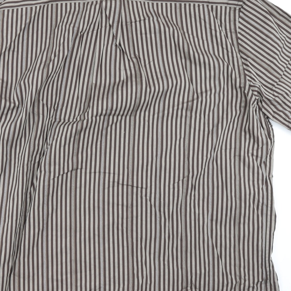 McCarthy Mens Brown Striped   Button-Up Size 2XL