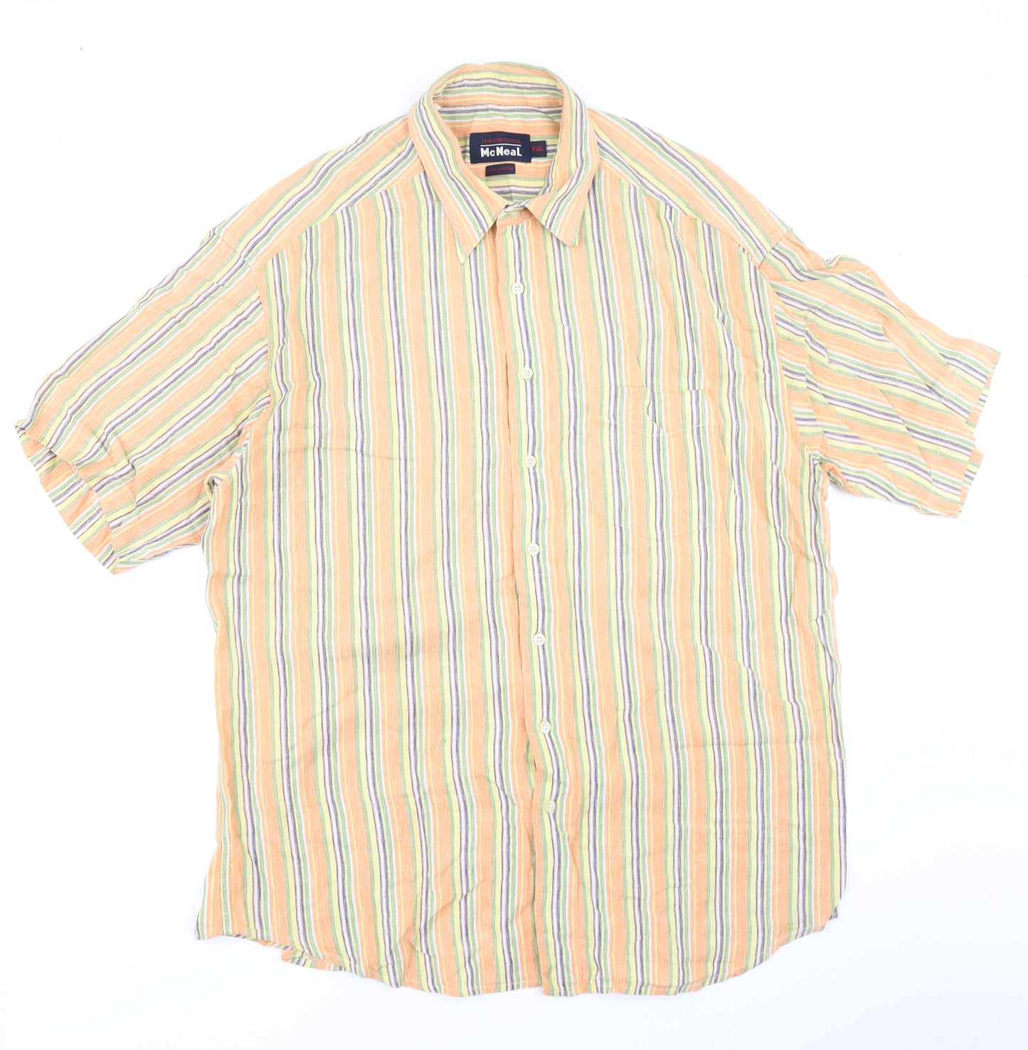MCNEAL Mens Orange Striped   Button-Up Size 2XL