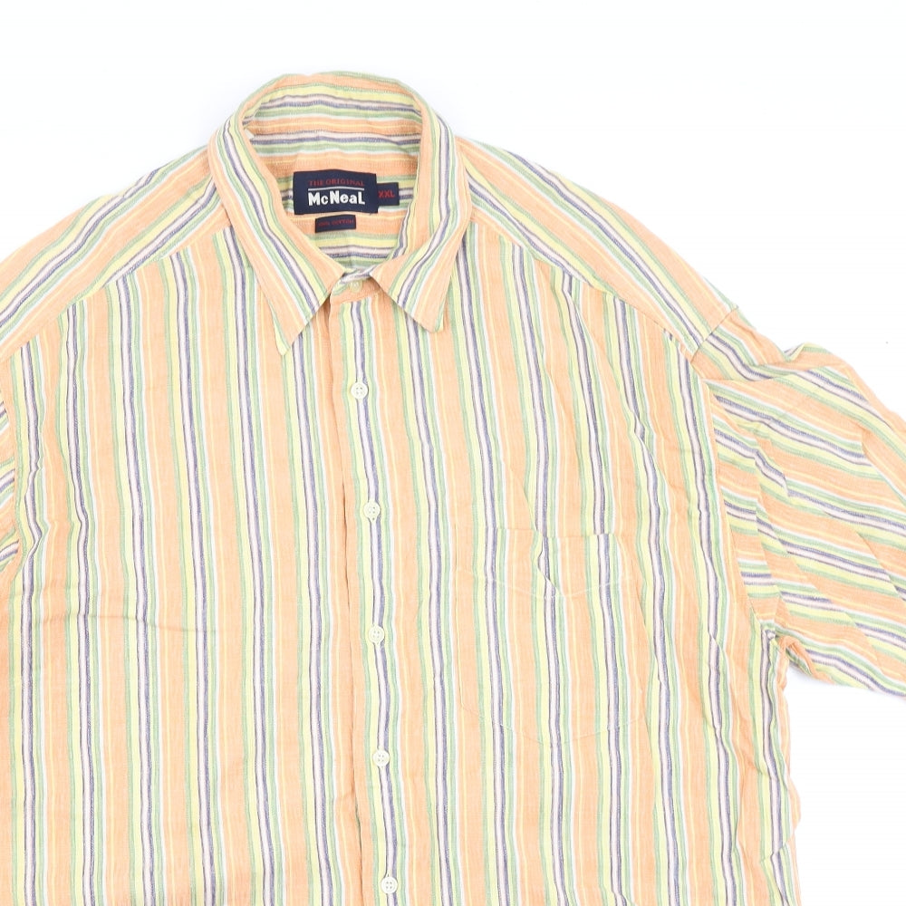 MCNEAL Mens Orange Striped   Button-Up Size 2XL