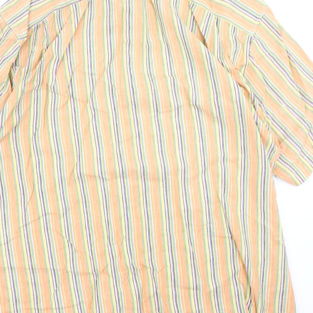 MCNEAL Mens Orange Striped   Button-Up Size 2XL