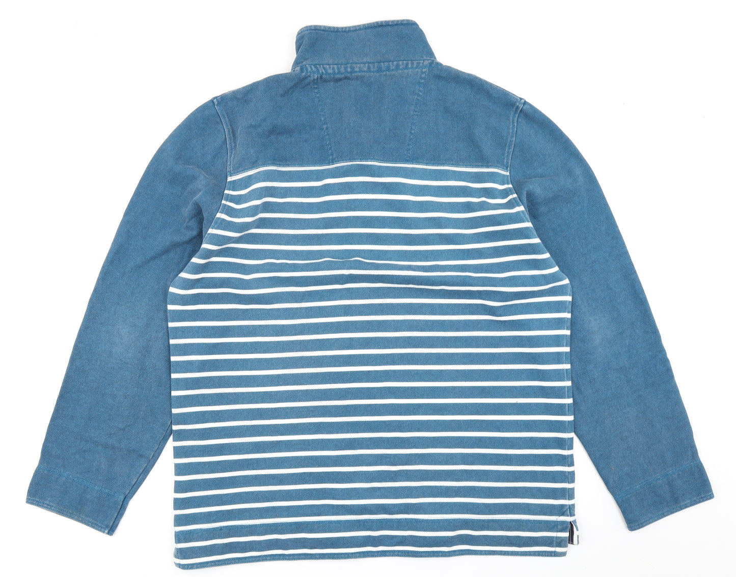 Crew Mens Blue Striped Denim Pullover Sweatshirt Size XL