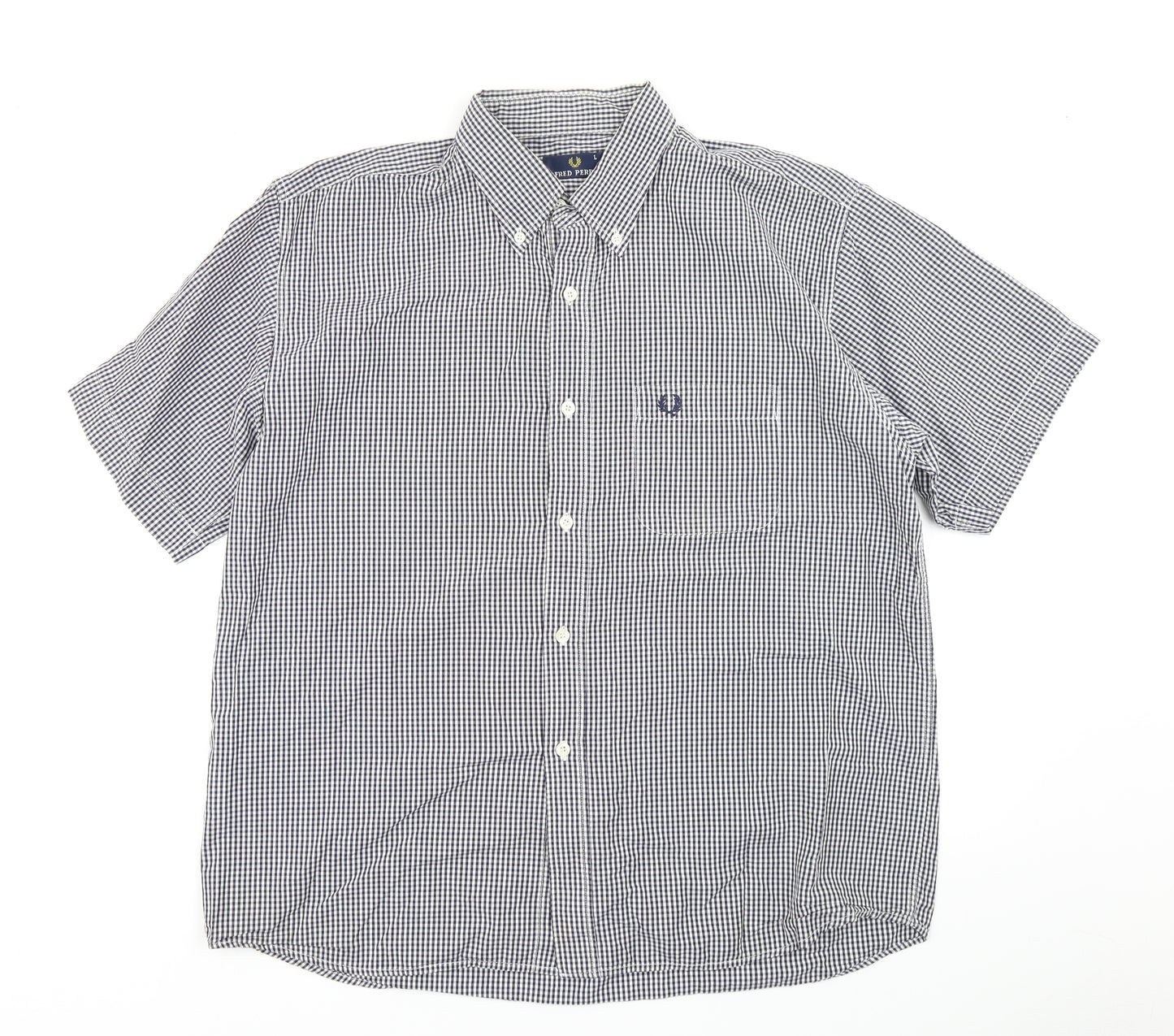 Fred Perry Mens Blue Check   Button-Up Size L
