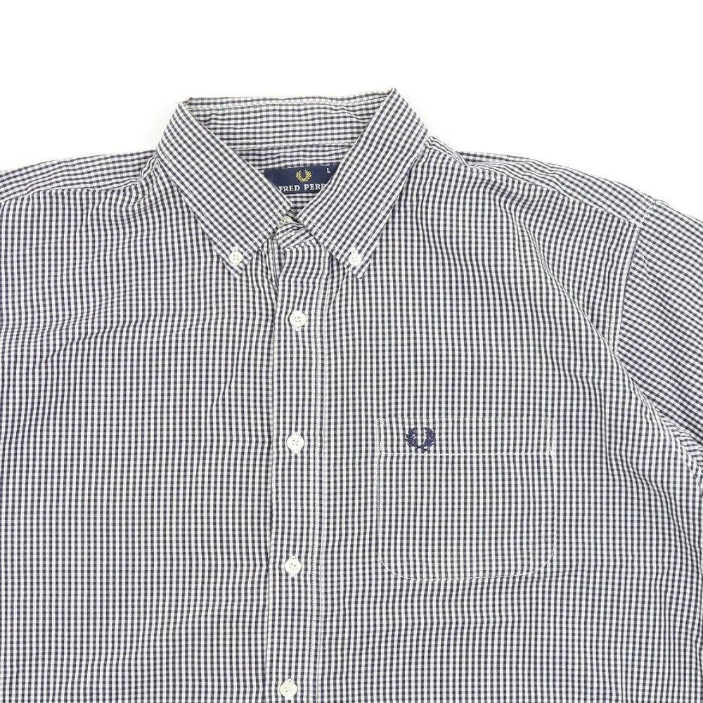 Fred Perry Mens Blue Check   Button-Up Size L