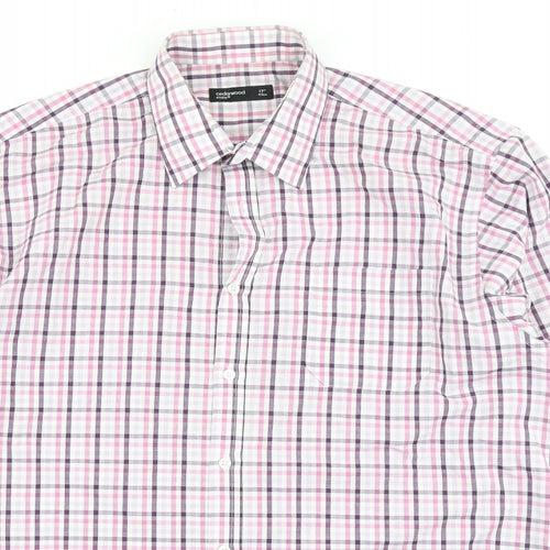 Cedar Wood State Mens Pink Plaid   Button-Up Size 17