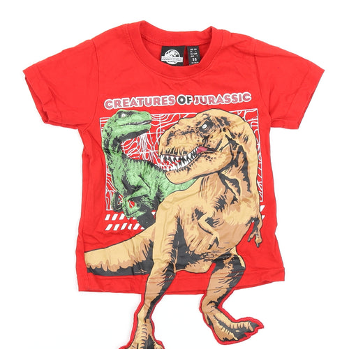 Jurassic World Boys Red   Basic T-Shirt Size 12 Months  - Dinosaurs