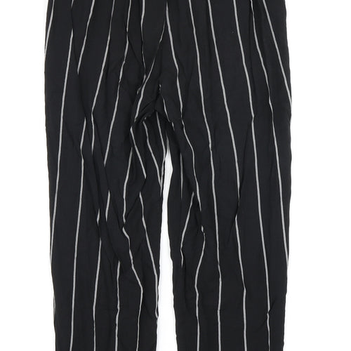 PRETTYLITTLETHING Womens Black Striped  Harem Trousers Size 8 L23 in