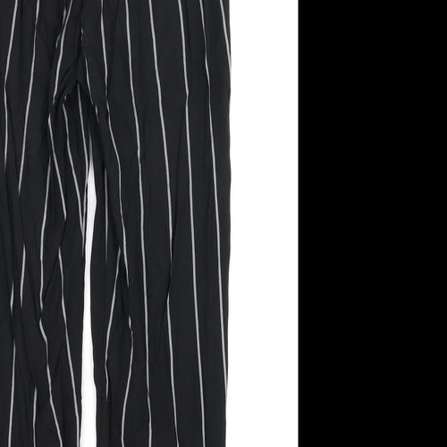PRETTYLITTLETHING Womens Black Striped  Harem Trousers Size 8 L23 in