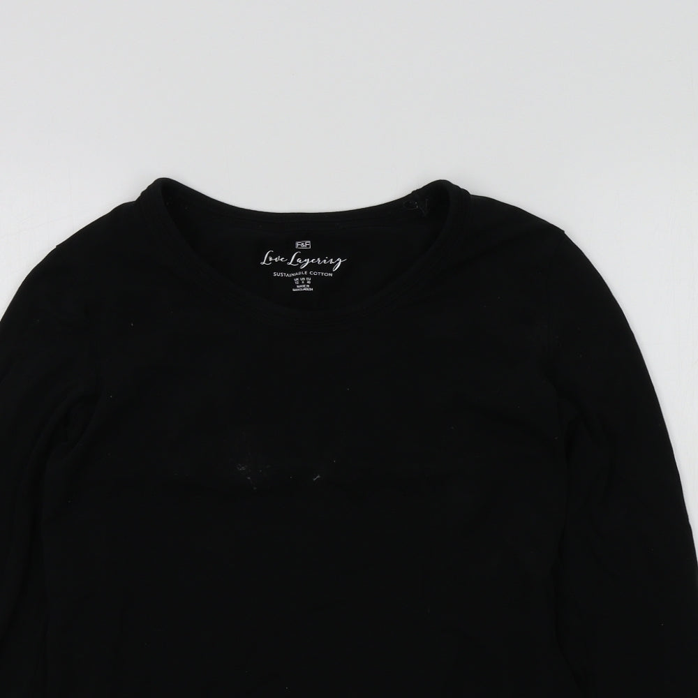 F&F Womens Black Colourblock  Basic T-Shirt Size 12