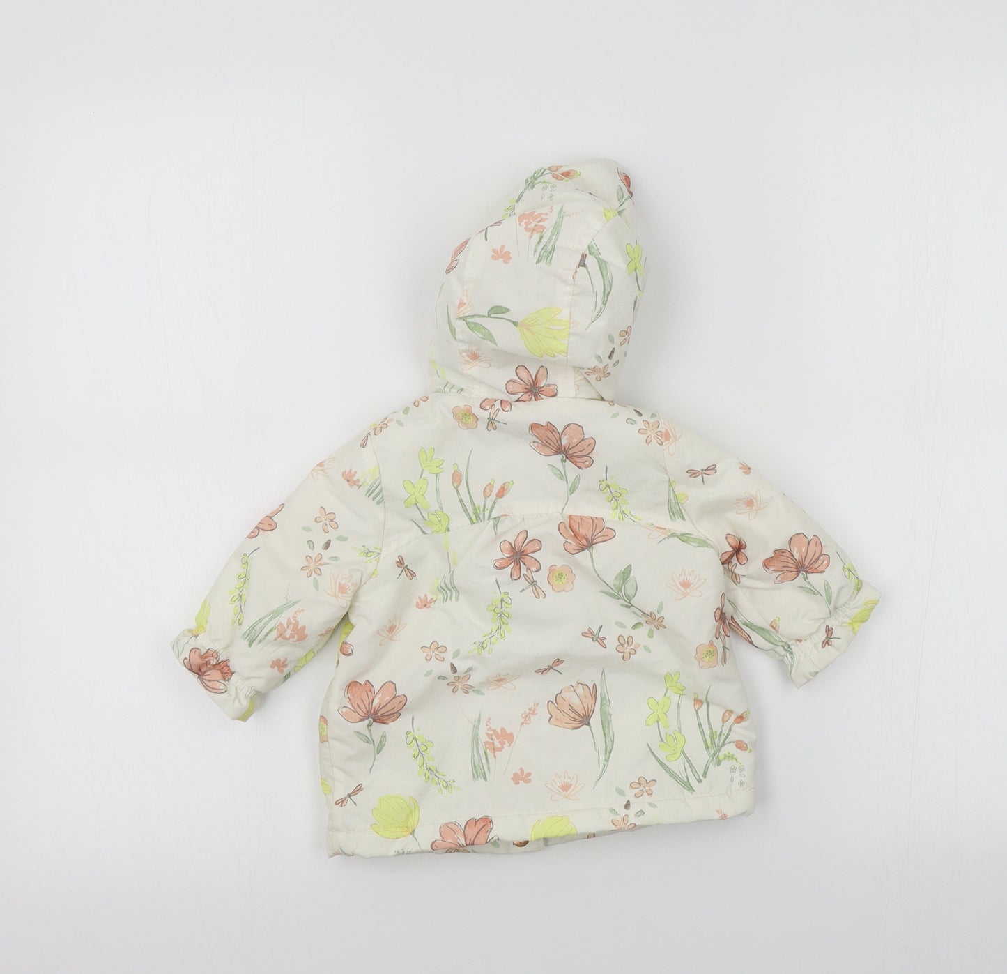 George Girls White Floral  Basic Coat Coat Size 3-6 Months