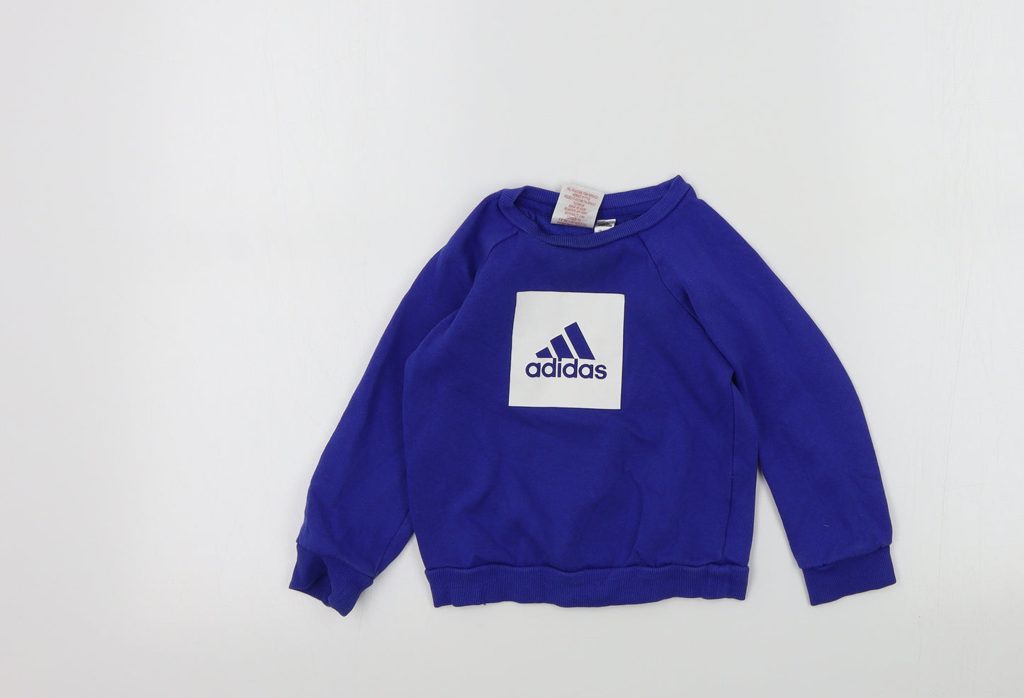 adidas Boys Blue Colourblock  Pullover Jumper Size 2 Years
