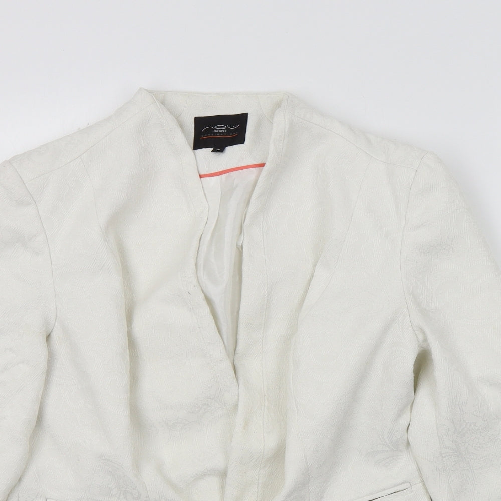 New Look Womens White Colourblock  Jacket Blazer Size 16