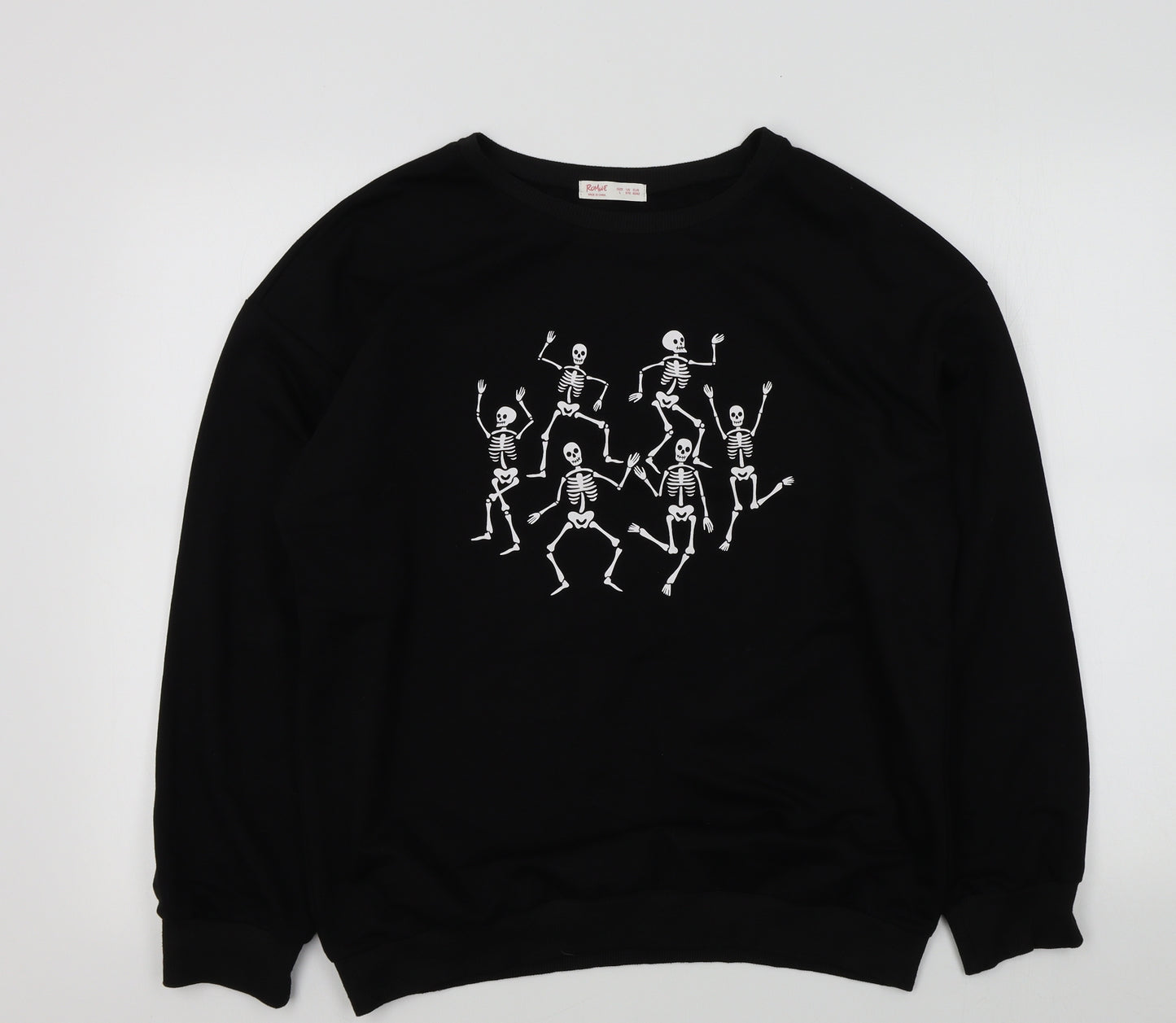 ROMWE Womens Black   Pullover Jumper Size L  - skeleton halloween