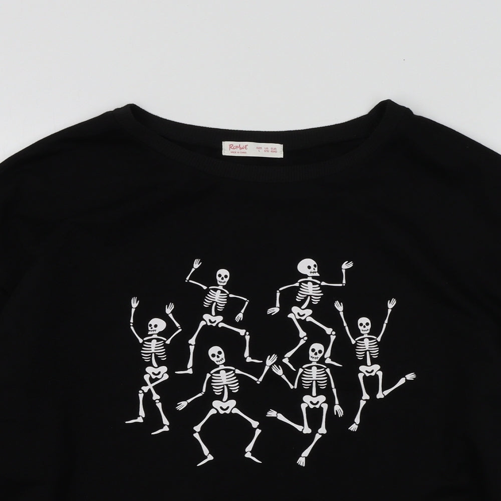 ROMWE Womens Black   Pullover Jumper Size L  - skeleton halloween