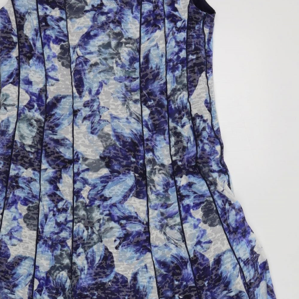 Roman Womens Blue Colourblock  Fit & Flare  Size 14