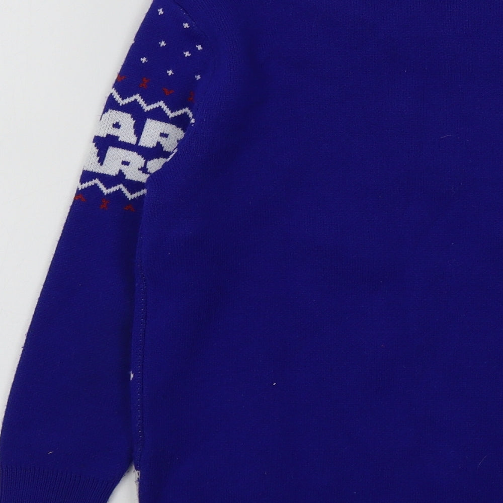 George Boys Blue Chevron  Pullover Jumper Size 6-7 Years  - star wars
