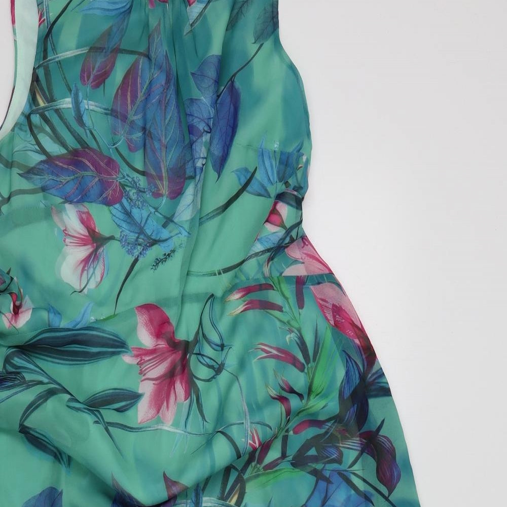 Roman Womens Green Floral  Fit & Flare  Size 14