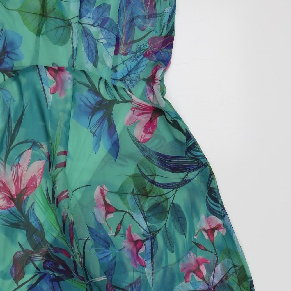 Roman Womens Green Floral  Fit & Flare  Size 14