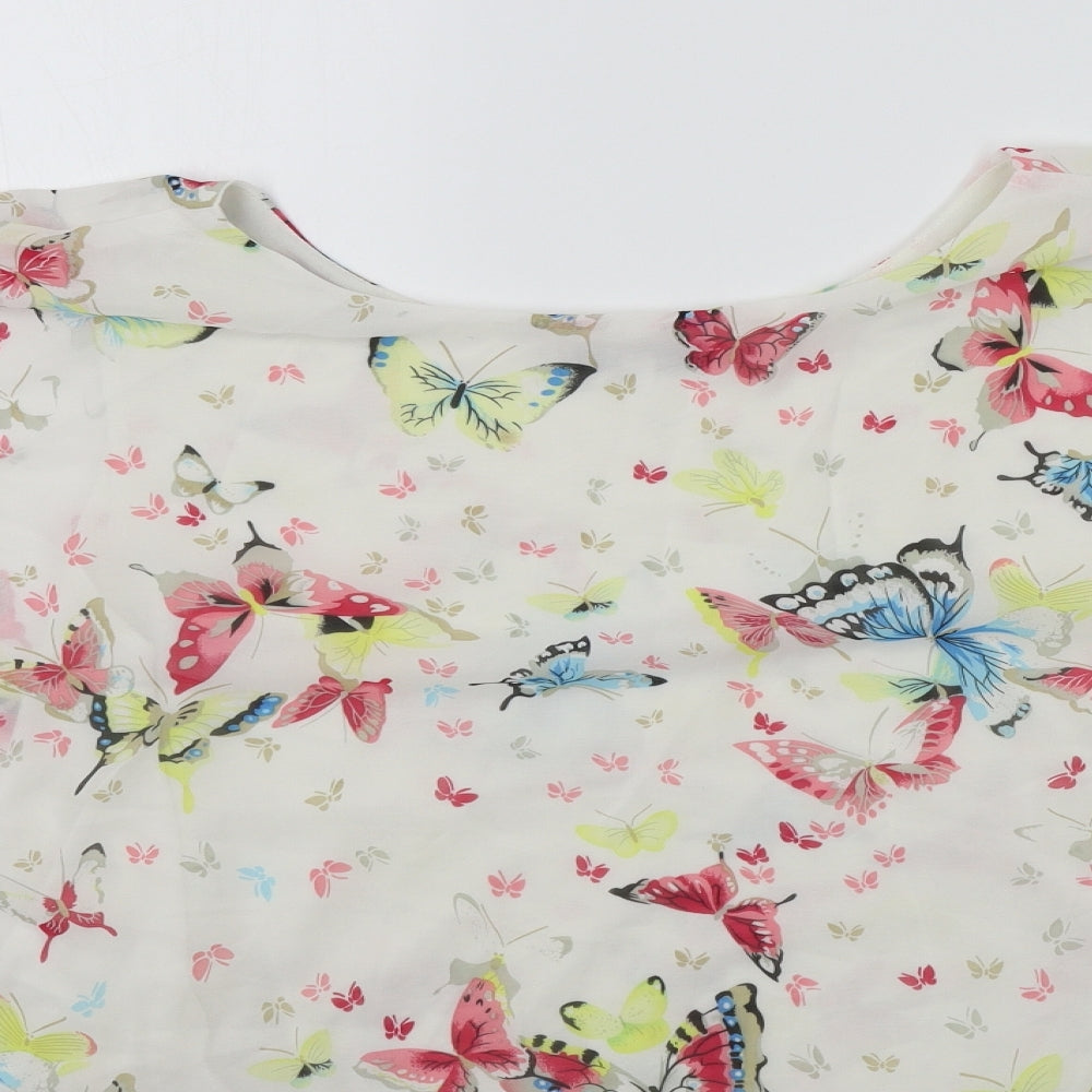 CAMEO ROSE Womens White Geometric  Basic Blouse Size 12  - butteflies