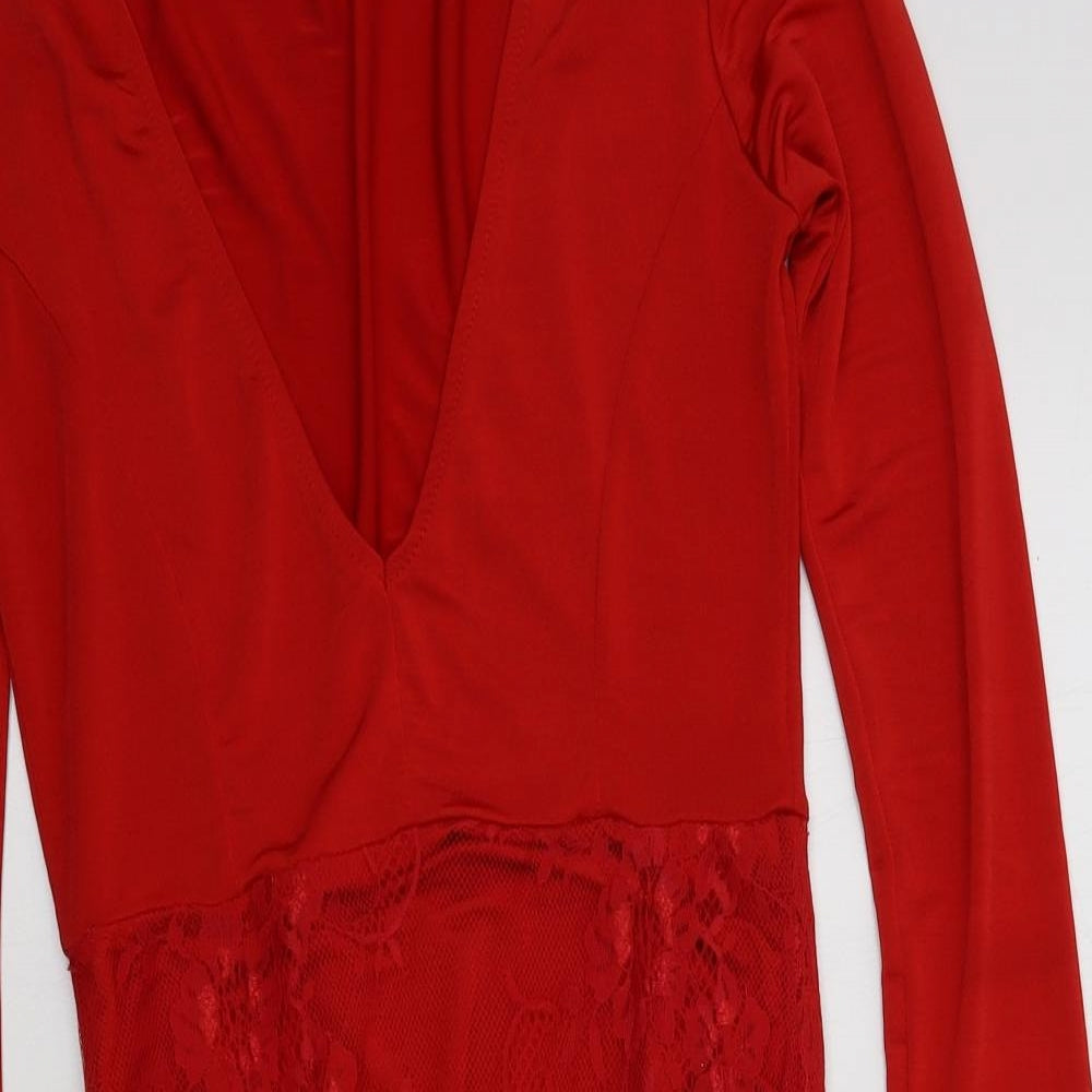 Missguided Womens Red Colourblock  A-Line  Size 6