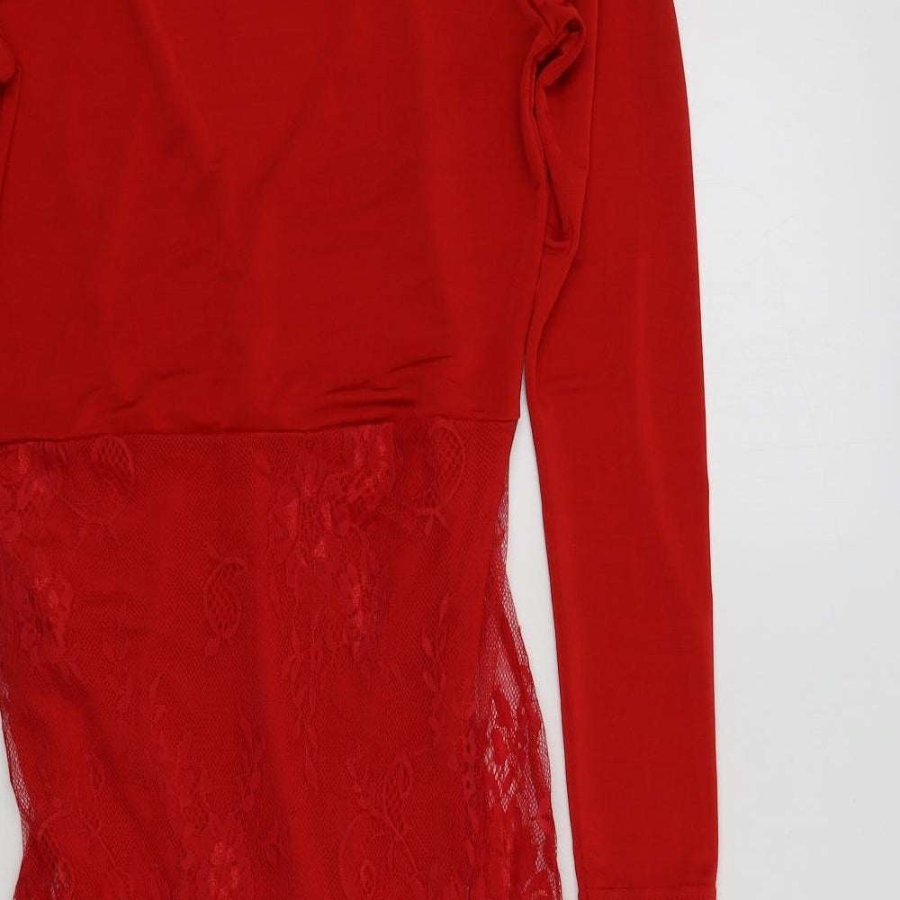 Missguided Womens Red Colourblock  A-Line  Size 6