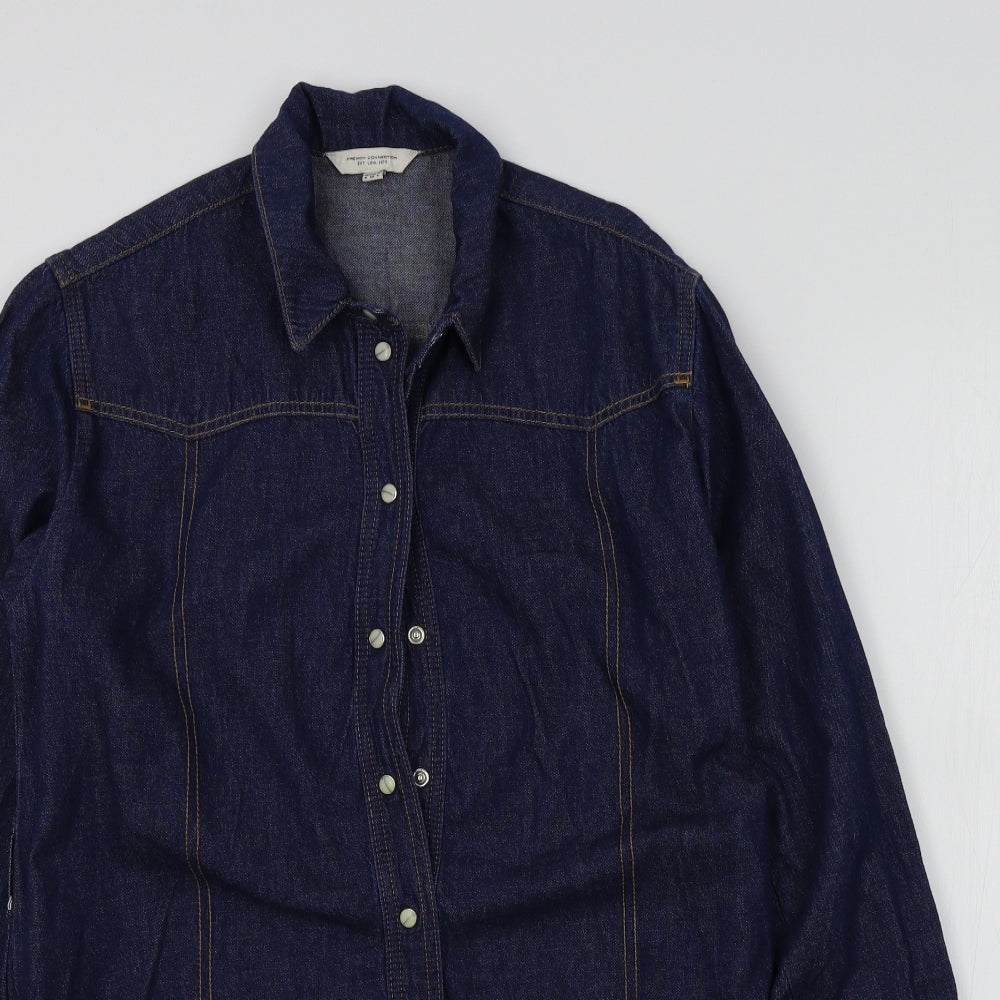 French Connection Womens Blue Colourblock  A-Line  Size 8