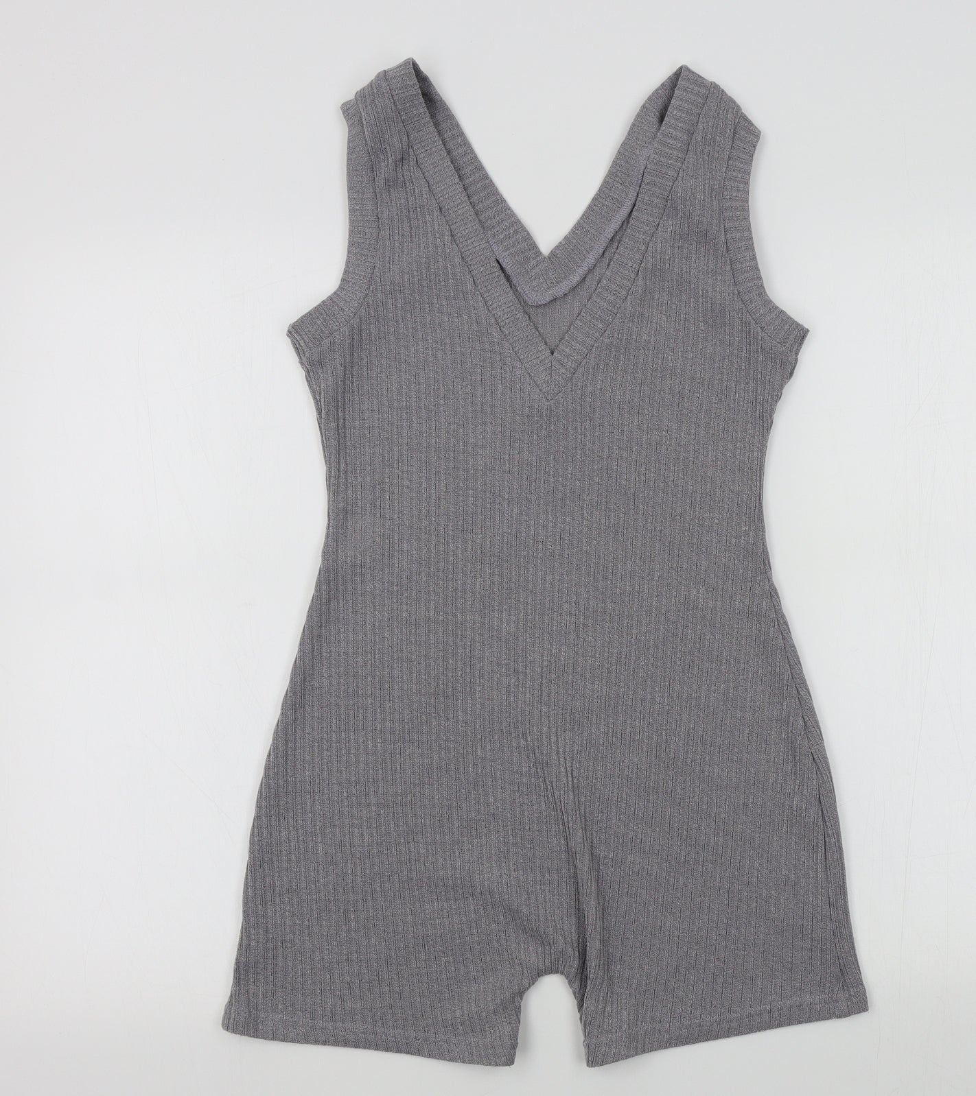 SheIn Womens Grey Colourblock  Bodysuit One-Piece Size S