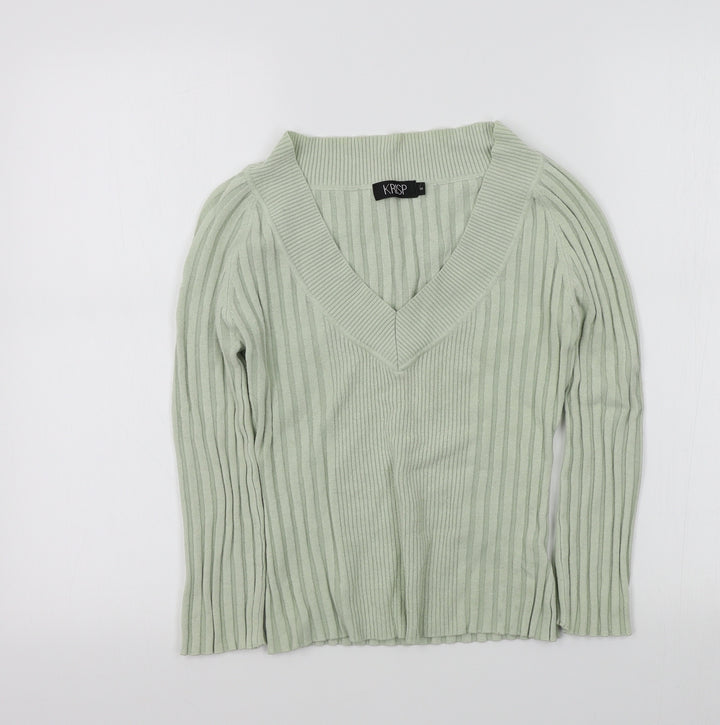 Krisp Womens Green Pullover Jumper Size S
