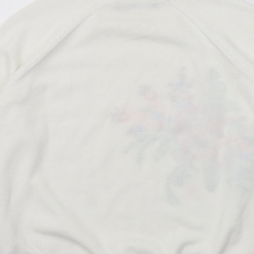 M&S Womens White Floral  Pullover Jumper Size 8
