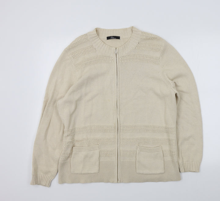 BM Womens Beige Cardigan Jumper Size L