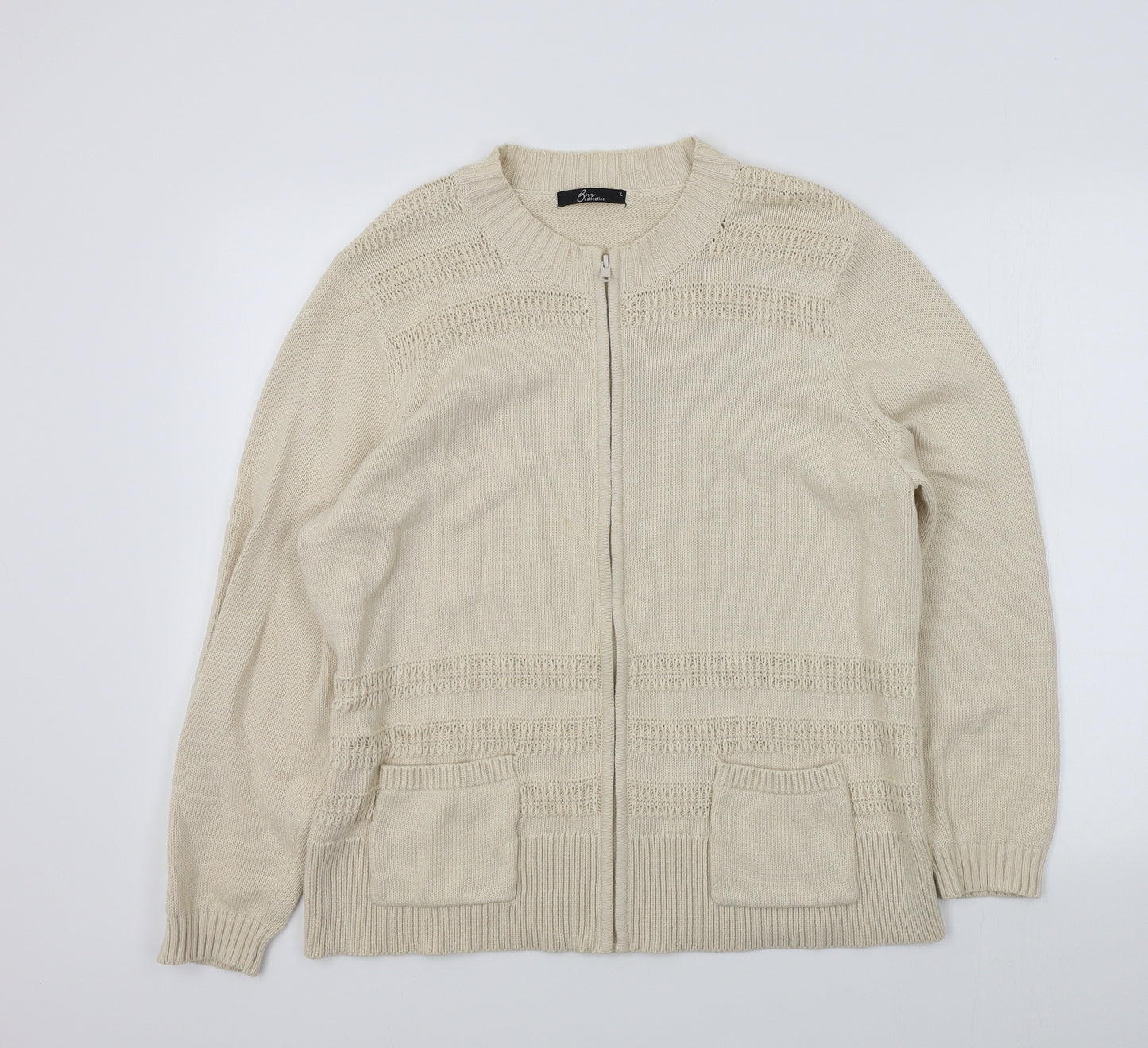 BM Womens Beige   Cardigan Jumper Size L