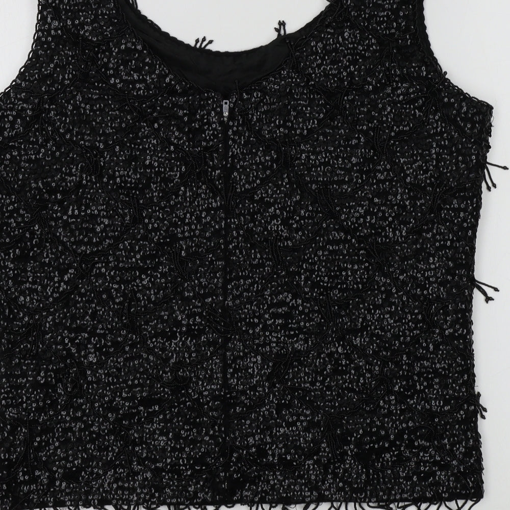 Central Park West Womens Black Colourblock  Basic T-Shirt Size 40