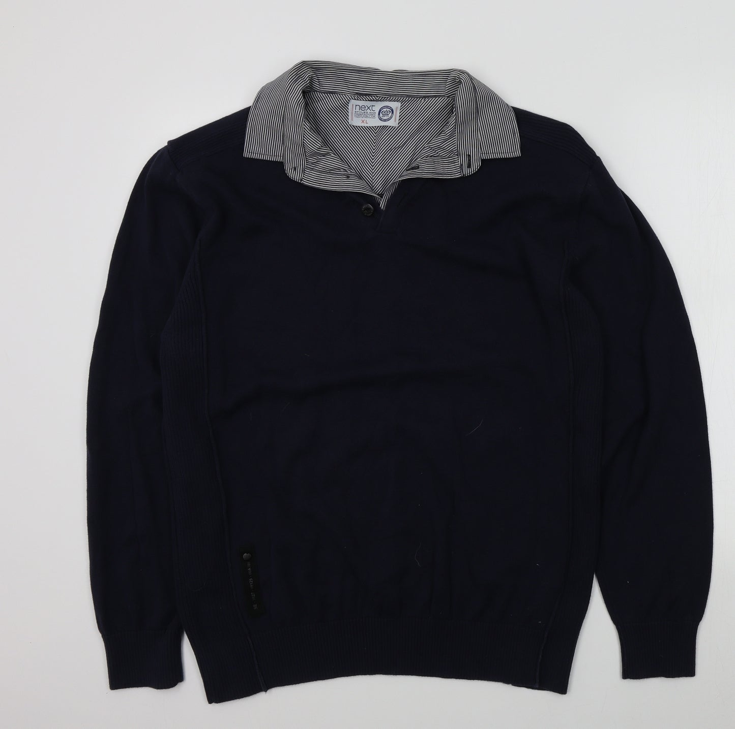 NEXT Mens Blue   Pullover Jumper Size XL  - shirt collar insert