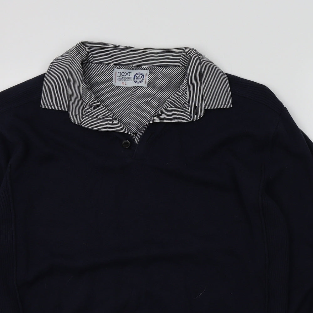 NEXT Mens Blue   Pullover Jumper Size XL  - shirt collar insert
