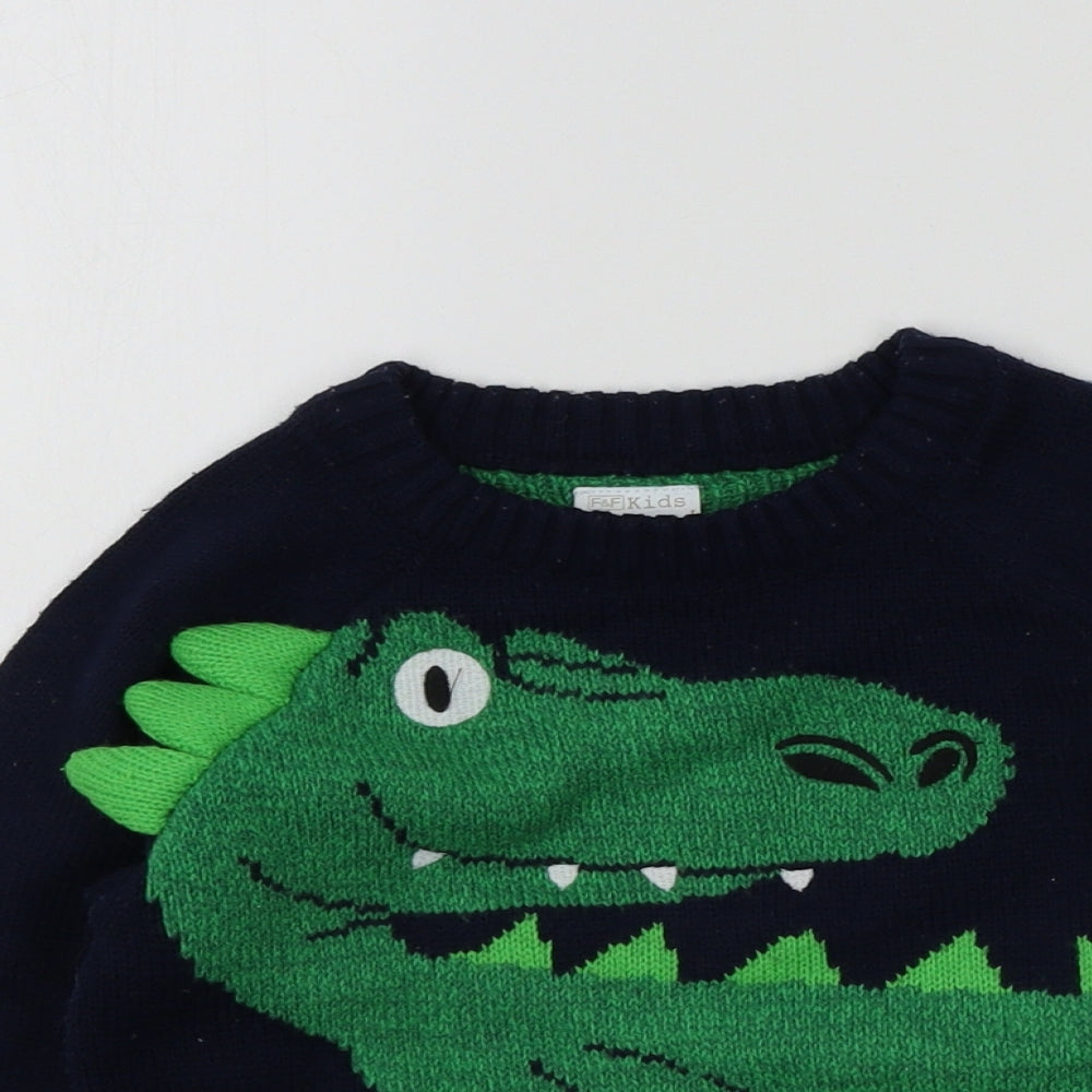 F&F Boys Blue Colourblock  Pullover Jumper Size 18-24 Months