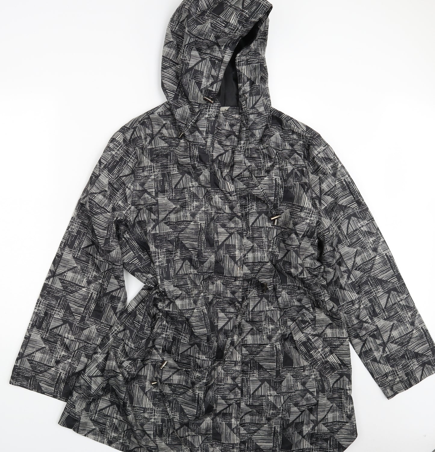 TU Womens Black Geometric  Rain Coat Coat Size XL