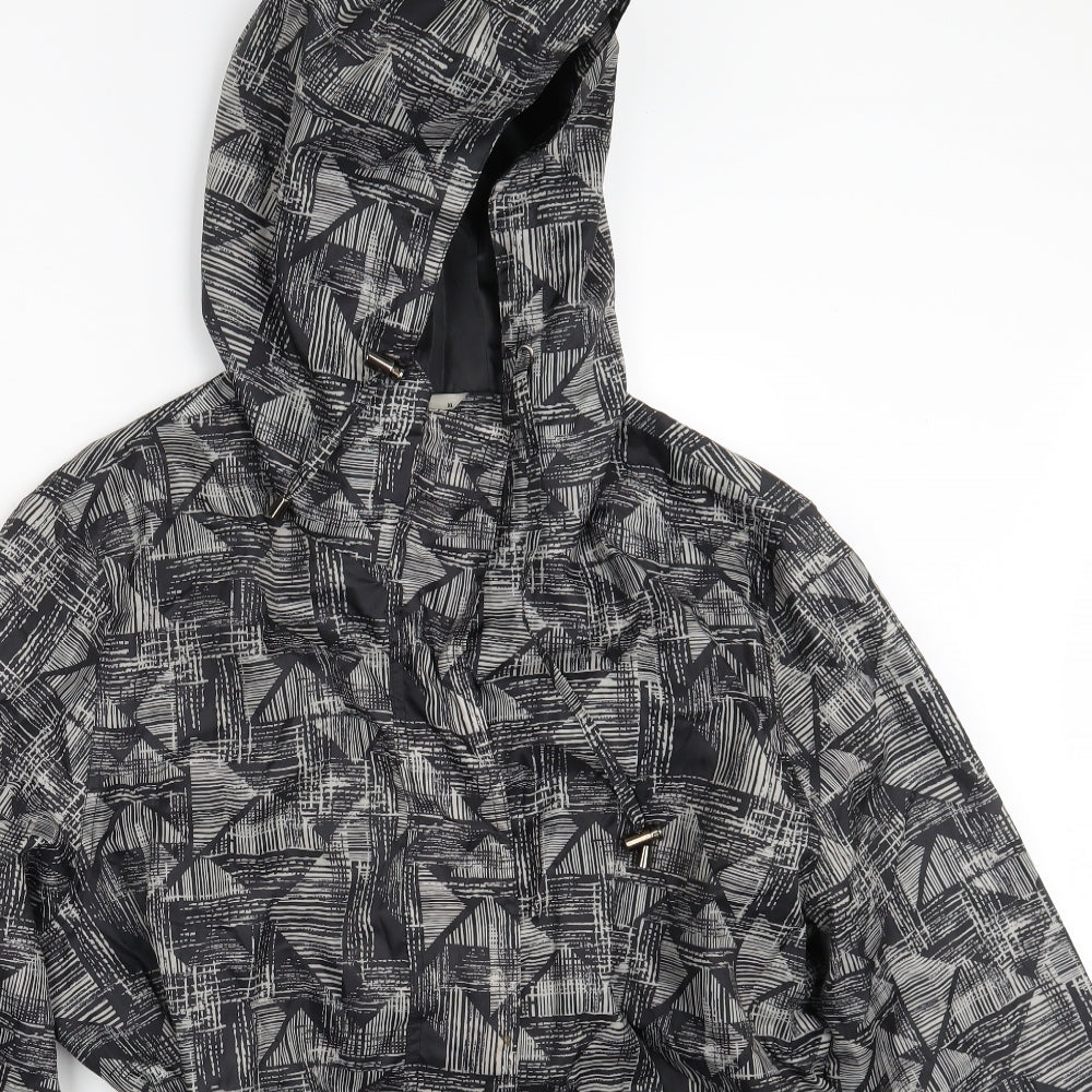 TU Womens Black Geometric  Rain Coat Coat Size XL