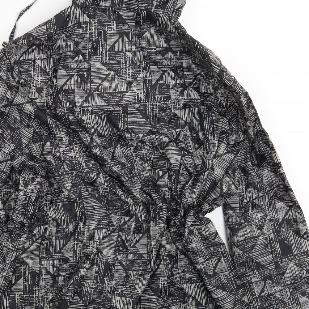 TU Womens Black Geometric  Rain Coat Coat Size XL