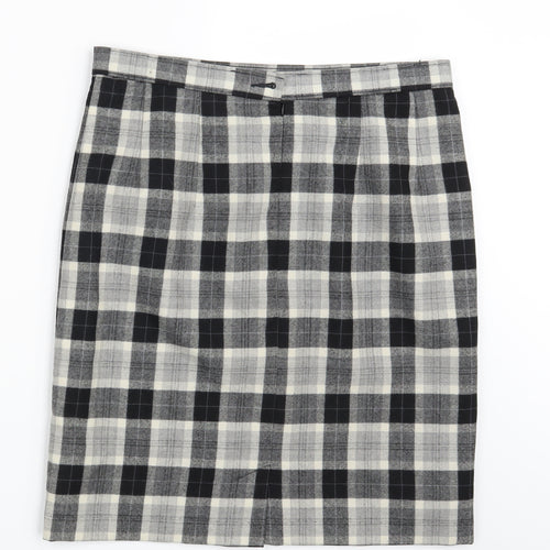 M&S Womens Grey Check  Straight & Pencil Skirt One Size