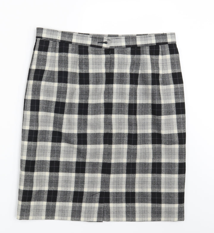 M&S Womens Grey Check Straight & Pencil Skirt One Size