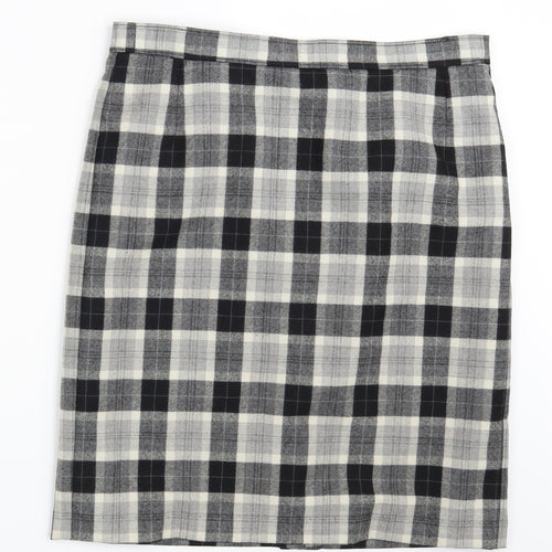 M&S Womens Grey Check  Straight & Pencil Skirt One Size