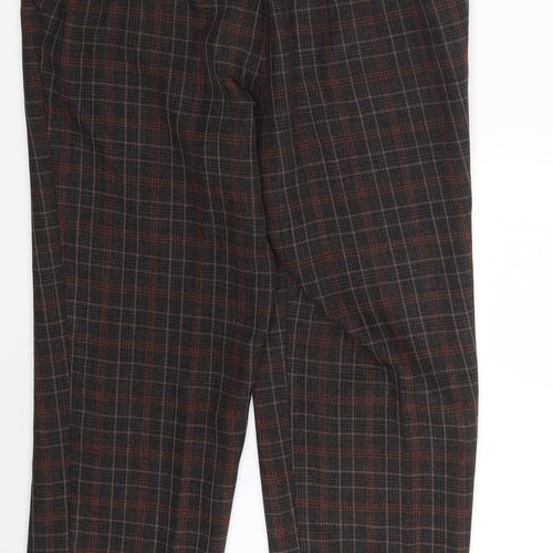 M&S Womens Brown Check  Dress Pants Trousers Size 16 L24 in